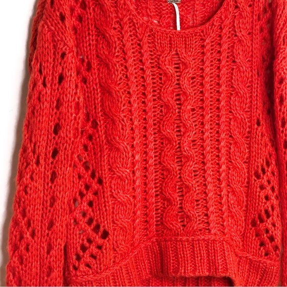 Free people, red cable knit pull over sweater - Picture 5 of 10